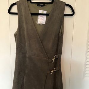 Suede sleeveless wrap dress NWT